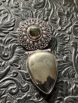Apache Gold Chalcopyrite and Labradorite Handcrafted Stone Jewelry Crystal Pendant #2vsU6BQWHyo