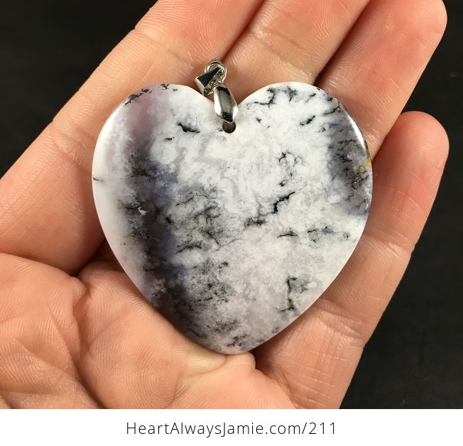 Beautiful Heart Shaped African Dendrite Moss Opal Stone Pendant - #WfIzL4T2pqg-1