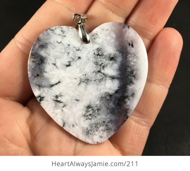 Beautiful Heart Shaped African Dendrite Moss Opal Stone Pendant Necklace - #WfIzL4T2pqg-2
