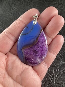 Blue and Purple Drusy Agate Stone Jewelry Pendant #eBHmkYLP6Wg