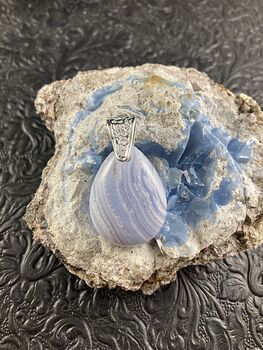 Blue Lace Agate Stone Crystal Jewelry Pendant #GNhpdWGrc1g