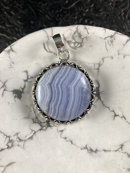 Blue Lace Agate Stone Crystal Jewelry Pendant #m2UmlwW739g