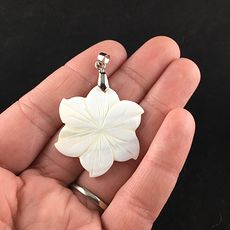Carved White Shell Flower Jewelry Pendant #wrfy4IBkR1s