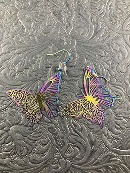 Colorful Chameleon Metal Rose Butterfly Earrings #EEX3cLozpnk
