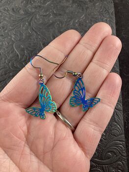 Colorful Chameleon Metal Rose Small Butterfly Earrings #e0JVCdeJQdw