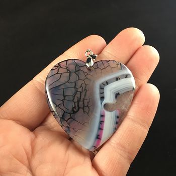 Heart Shaped Dragon Veins Agate Stone Jewelry Pendant #bnJo8FnQUfs