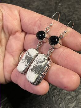 Magnesite Howlite and Onyx Moonstone Crystal Stone Jewelry Earrings #YOIAufk0yso