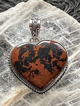 Mahogany Obsidian Stone Jewelry Crystal Heart Pendant #LuheAducxmU
