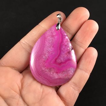 Pink Drusy Crystal Agate Stone Jewelry Pendant #Msoblmsx1kc