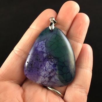 Purple and Green Dragon Veins Agate Stone Jewelry Pendant #mKjcZhgexVg