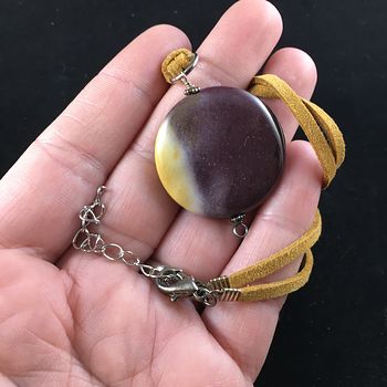 Purple and Yellow Mookaite Jasper Stone Jewelry Pendant Necklace #EXtpZqqnioE