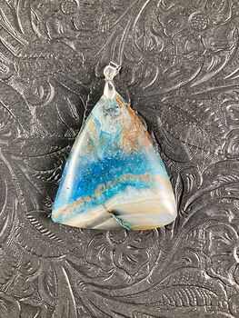 Triangular Blue and Brown Druzy Stone Jewelry Agate Pendant #ZwR4aYKvGnM