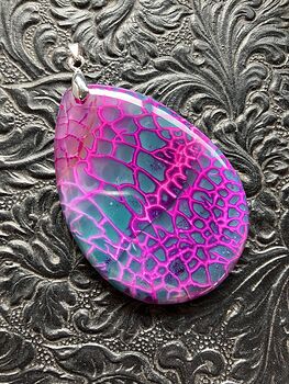 Vibrant Purple and Green Dragon Veins Agate Stone Jewelry Pendant #m4WmCZUubko