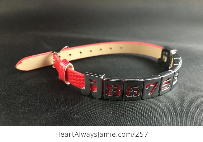 80s Themed 8675309 Jenny Bracelet with Shiny Silver Tone Numbers and Music Notes on Pink Textured Pu Faux Leather with Buckle - #B79iHS9hDic-3
