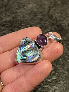 Abalone Shell and Amethyst Crystal Stone Jewelry Pendant #10xYqDsR9Gg