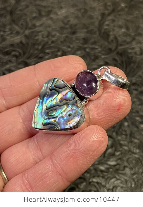 Abalone Shell and Amethyst Crystal Stone Jewelry Pendant - #10xYqDsR9Gg-1