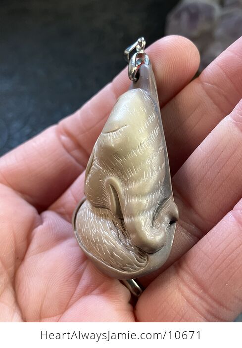 Adorable Baby Elephant Face Jewelry Pendant Carved Picasso Jasper Stone Neckla - #tufcLXWwwwA-2