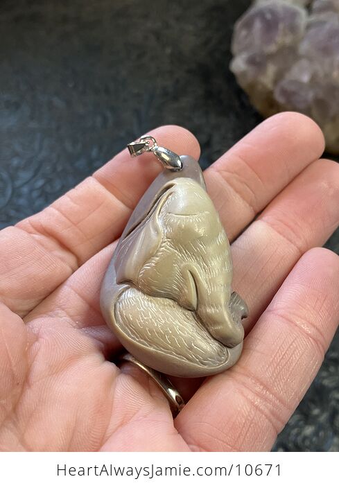 Adorable Baby Elephant Face Jewelry Pendant Carved Picasso Jasper Stone Neckla - #tufcLXWwwwA-4