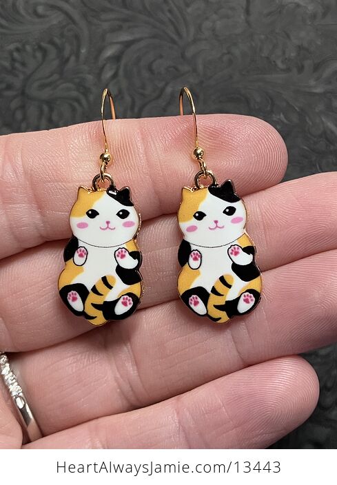 Adorable Calico Kitten Cat Earrings - #URqh0gKxh3I-1