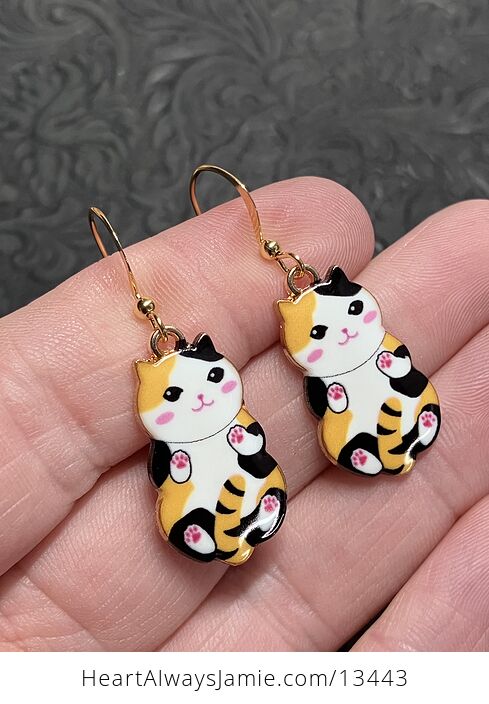 Adorable Calico Kitten Cat Earrings - #URqh0gKxh3I-2