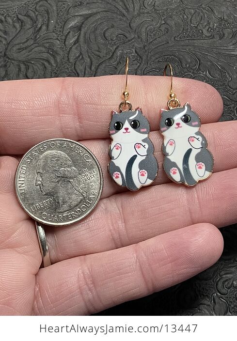 Adorable Grey Tuxedo Kitten Cat Earrings - #ozxOr9a4KYE-4