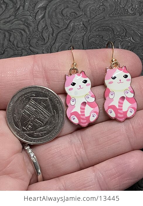 Adorable Pink Kitten Cat Earrings - #uevBluDijWI-4