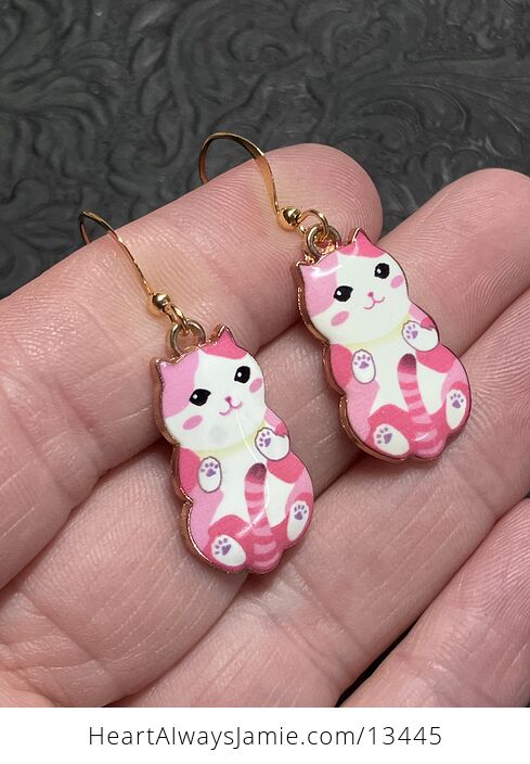 Adorable Pink Kitten Cat Earrings - #uevBluDijWI-2