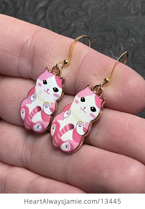 Adorable Pink Kitten Cat Earrings - #uevBluDijWI-3