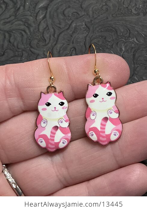 Adorable Pink Kitten Cat Earrings - #uevBluDijWI-1