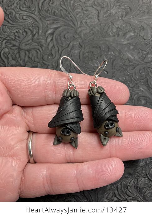 Adorable Polymer Clay Vampire Bat Earrings - #mu2jtaHHZWY-1