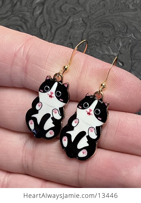 Adorable Tuxedo Kitten Cat Earrings - #Xcub7Z2dd2U-3