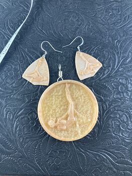 Aerial Dancer Orange Jasper Stone Jewelry Necklace Pendant and Earring Set #xhgCIHEKK5g