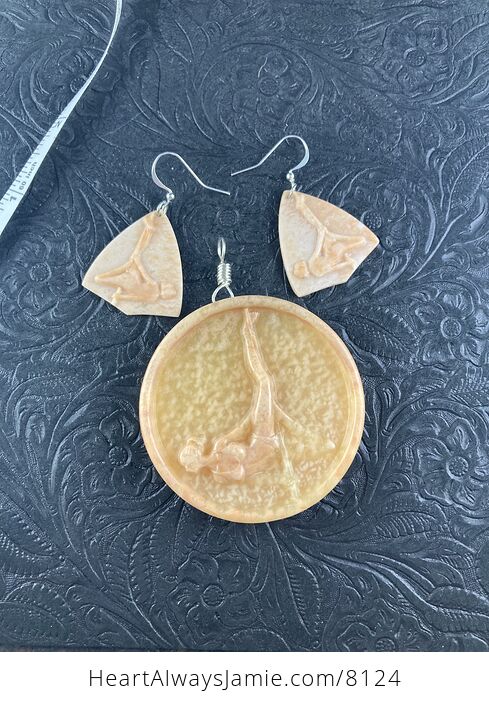Aerial Dancer Orange Jasper Stone Jewelry Necklace Pendant and Earring Set - #xhgCIHEKK5g-1