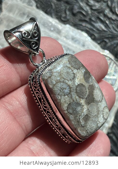 Agatized Fossil Coral Gemstone Stone Jewelry Crystal Pendant - #OIkUhltcdmA-2