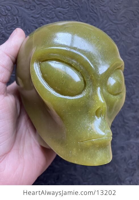 Alien Head Crystal Carving in Green Serpentine - #ji3aB9UHoeM-3