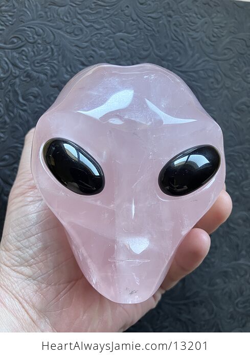 Alien Head Crystal Carving in Rose Quartz - #aIhkEkXlGS0-1