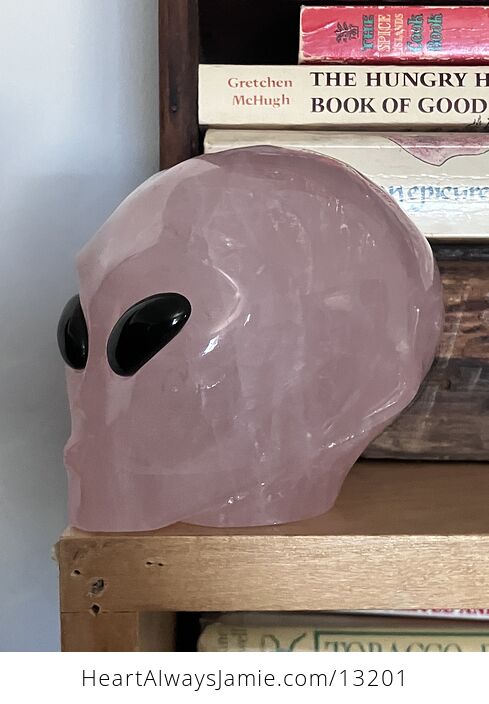 Alien Head Crystal Carving in Rose Quartz - #aIhkEkXlGS0-13