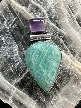Amazonite and Amethyst Crystal Stone Jewelry Pendant #fpWt9DmVNGE