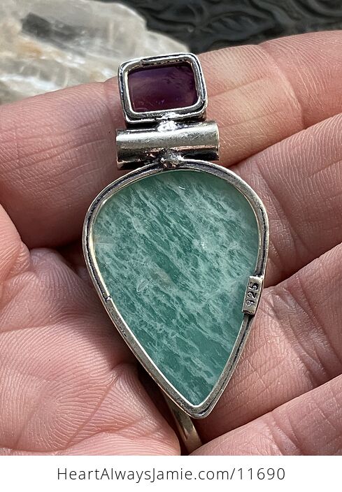 Amazonite and Amethyst Crystal Stone Jewelry Pendant - #fpWt9DmVNGE-6