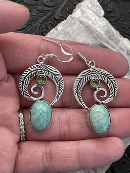 Amazonite and Peridot Stone Crystal Jewelry Floral Earrings #kA22f8wyD7Q