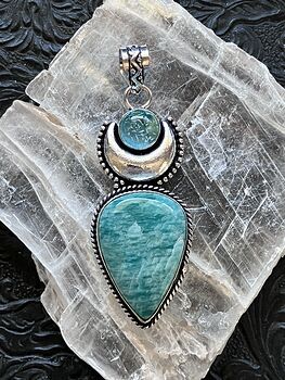 Amazonite and Synthetic Opal Witchy Mustic Lunar Crystal Stone Jewelry Pendant #egjo4HunC0s