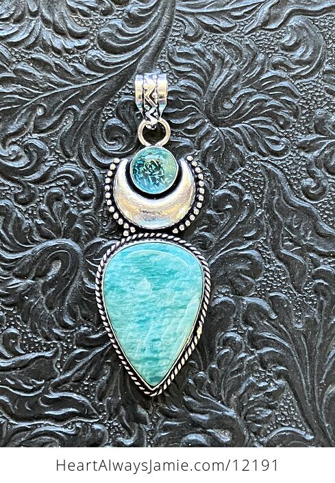 Amazonite and Synthetic Opal Witchy Mustic Lunar Crystal Stone Jewelry Pendant - #egjo4HunC0s-6