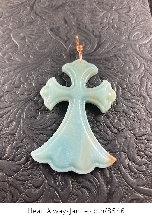 Amazonite Cross Stone Jewelry Pendant Mini Art Ornament - #JsnVYJPLzGM-3
