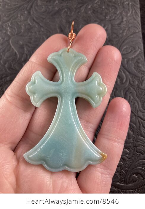 Amazonite Cross Stone Jewelry Pendant Mini Art Ornament - #JsnVYJPLzGM-1