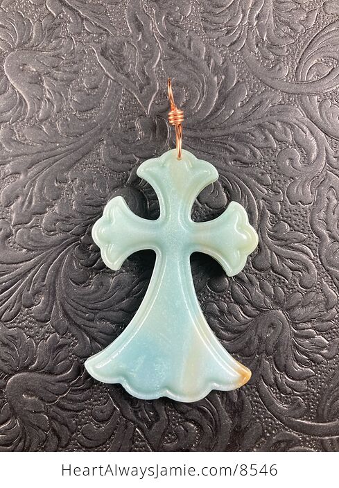 Amazonite Cross Stone Jewelry Pendant Mini Art Ornament - #JsnVYJPLzGM-2