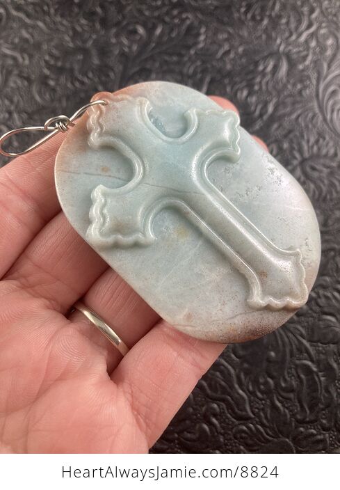 Amazonite Cross Stone Jewelry Pendant Mini Art Ornament - #yFC5DLMtdMk-3
