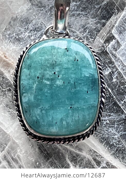 Amazonite with Black Tourmaline Inclusions Crystal Stone Jewelry Pendant - #ESdTleLykXw-6