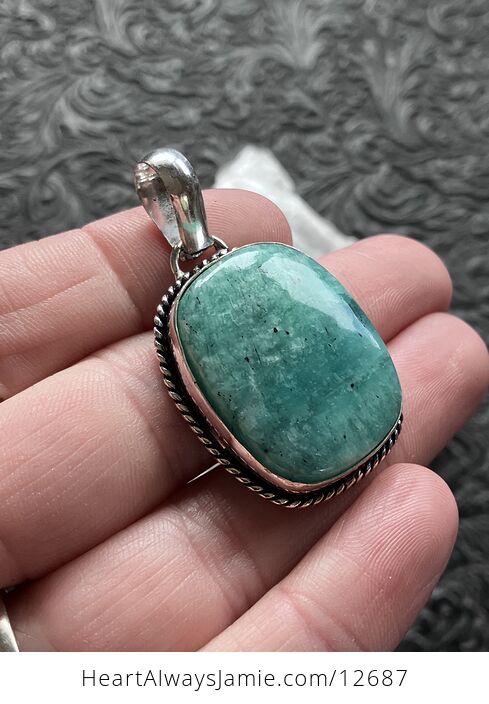 Amazonite with Black Tourmaline Inclusions Crystal Stone Jewelry Pendant - #ESdTleLykXw-2