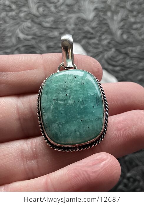 Amazonite with Black Tourmaline Inclusions Crystal Stone Jewelry Pendant - #ESdTleLykXw-1