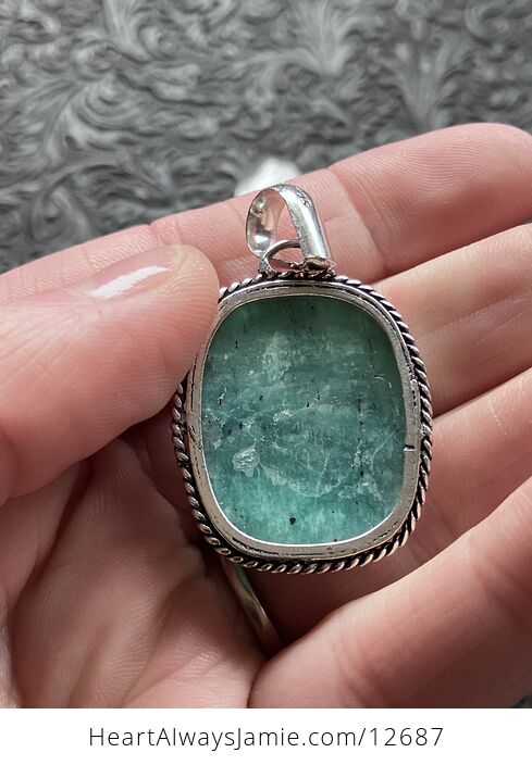 Amazonite with Black Tourmaline Inclusions Crystal Stone Jewelry Pendant - #ESdTleLykXw-3